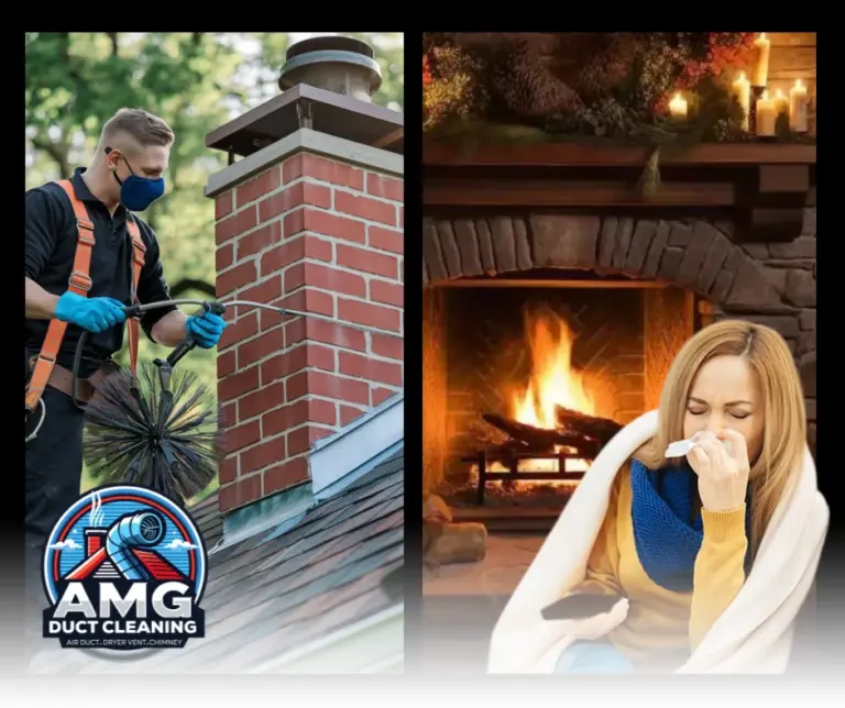 Expert chimney sweep enhancing indoor air quality by cleaning away soot and allergens from a chimney